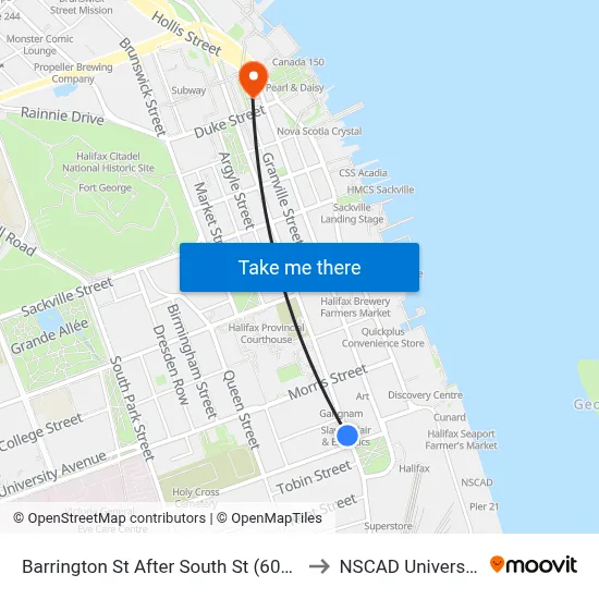Barrington St After South St (6096) to NSCAD University map