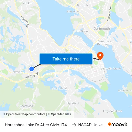 Horseshoe Lake Dr After Civic 174 (6384) to NSCAD University map