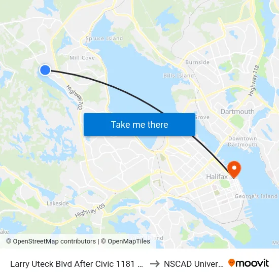 Larry Uteck Blvd After Civic 1181 (6383) to NSCAD University map