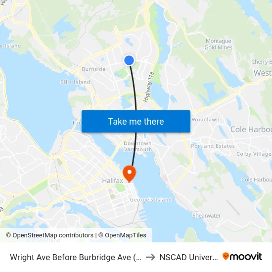 Wright Ave Before Burbridge Ave (8864) to NSCAD University map