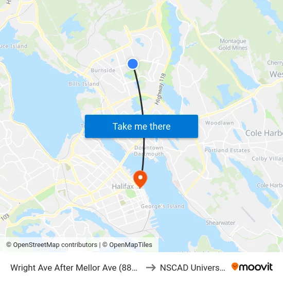 Wright Ave After Mellor Ave (8863) to NSCAD University map