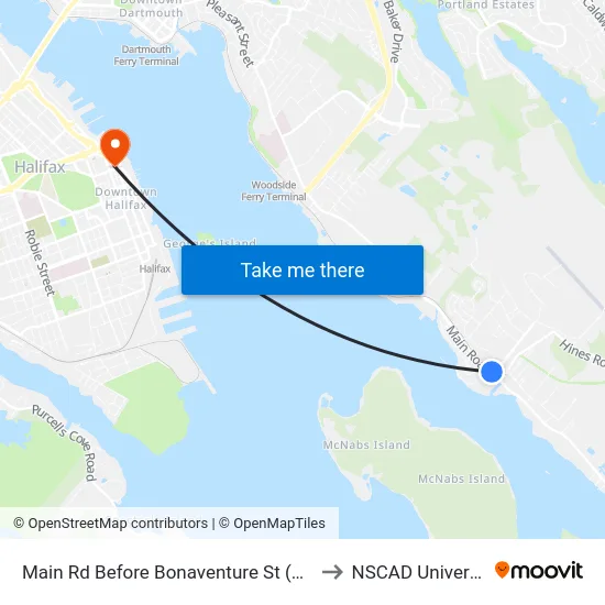 Main Rd Before Bonaventure St (7462) to NSCAD University map