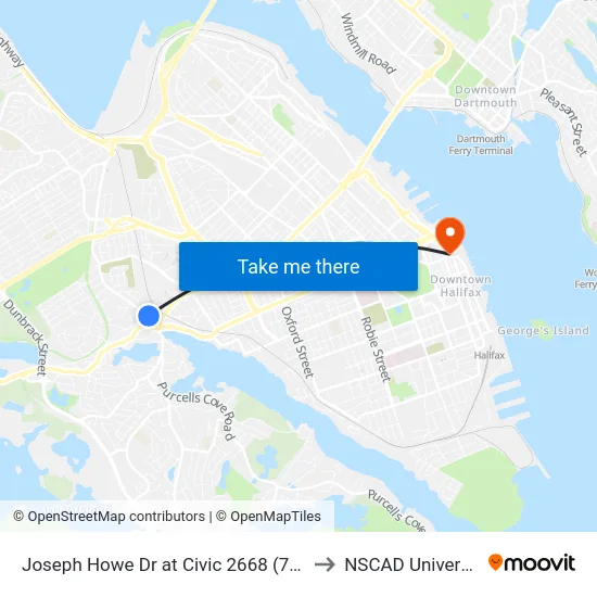 Joseph Howe Dr at Civic 2668 (7008) to NSCAD University map