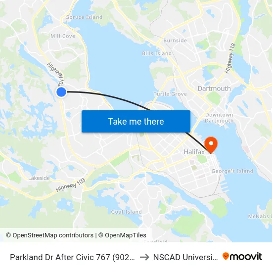 Parkland Dr After Civic 767 (9028) to NSCAD University map