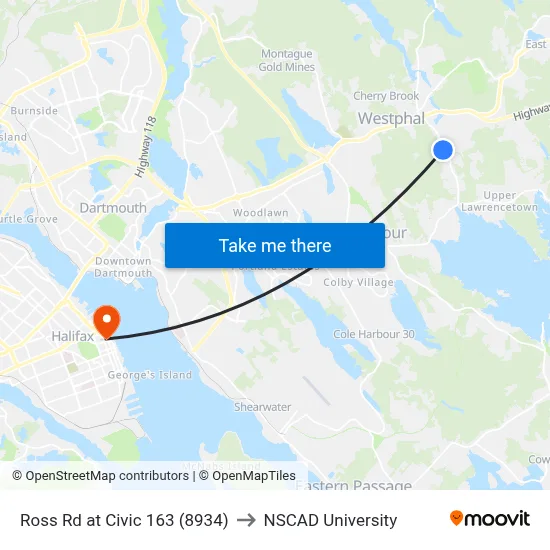 Ross Rd at Civic 163 (8934) to NSCAD University map