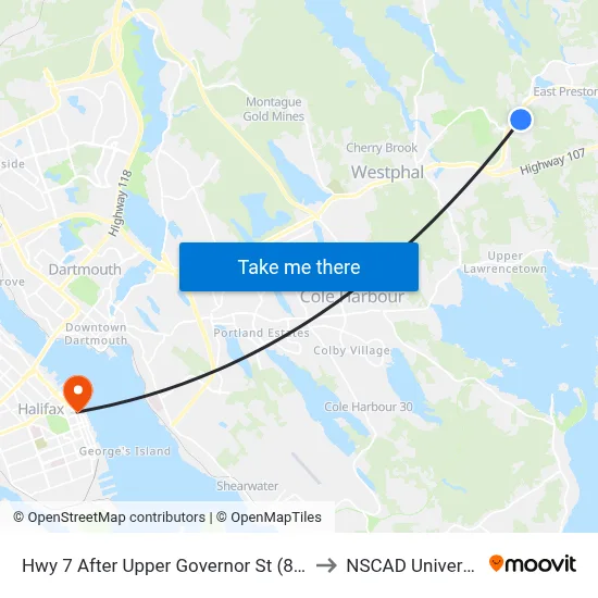 Hwy 7 After Upper Governor St (8930) to NSCAD University map