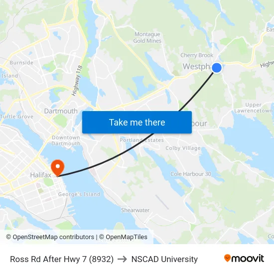 Ross Rd After Hwy 7 (8932) to NSCAD University map
