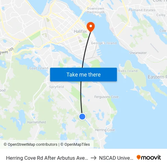 Herring Cove Rd After Arbutus Ave (6895) to NSCAD University map