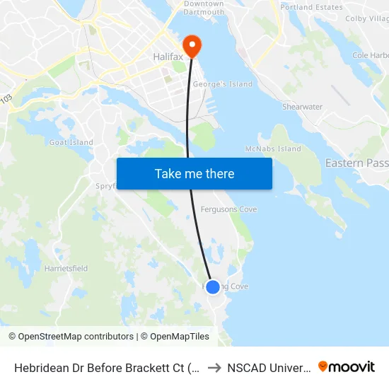 Hebridean Dr Before Brackett Ct (6843) to NSCAD University map