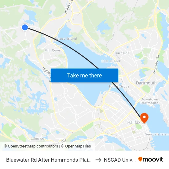 Bluewater Rd After Hammonds Plains Rd (6840) to NSCAD University map