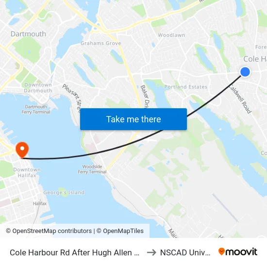 Cole Harbour Rd After Hugh Allen Dr (6479) to NSCAD University map