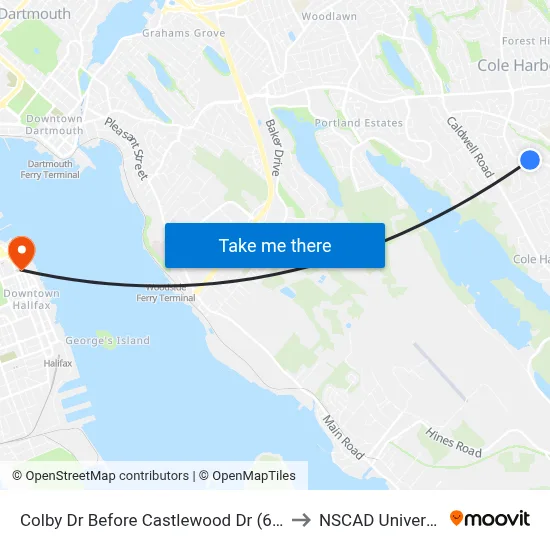 Colby Dr Before Castlewood Dr (6470) to NSCAD University map