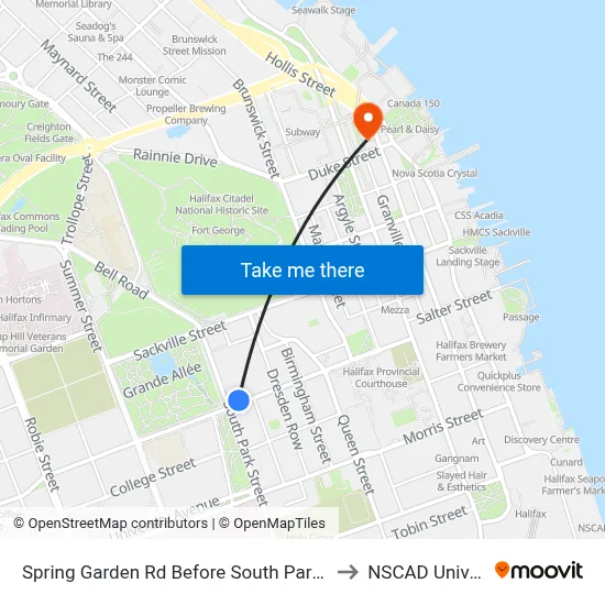 Spring Garden Rd Before South Park St (8334) to NSCAD University map