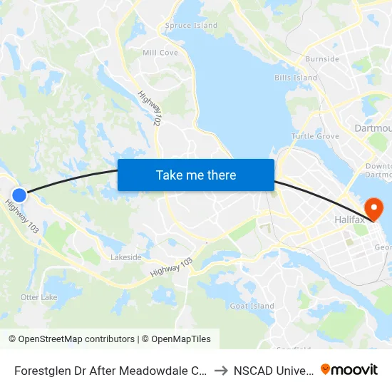 Forestglen Dr After Meadowdale Cr (6716) to NSCAD University map