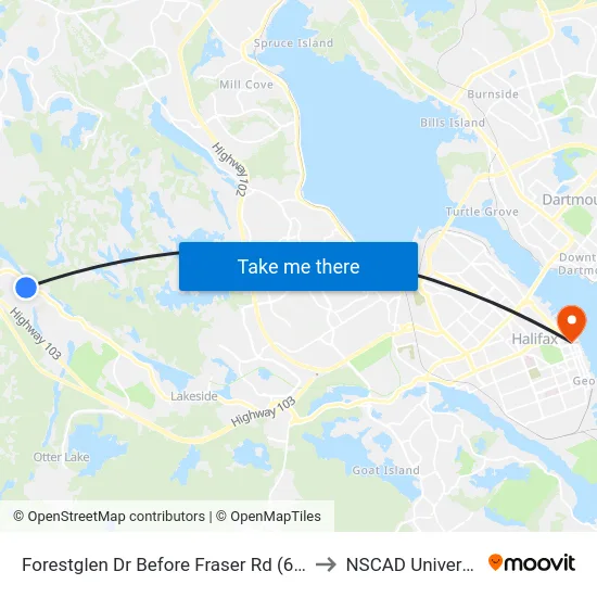Forestglen Dr Before Fraser Rd (6712) to NSCAD University map