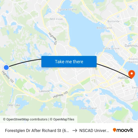 Forestglen Dr After Richard St (6713) to NSCAD University map
