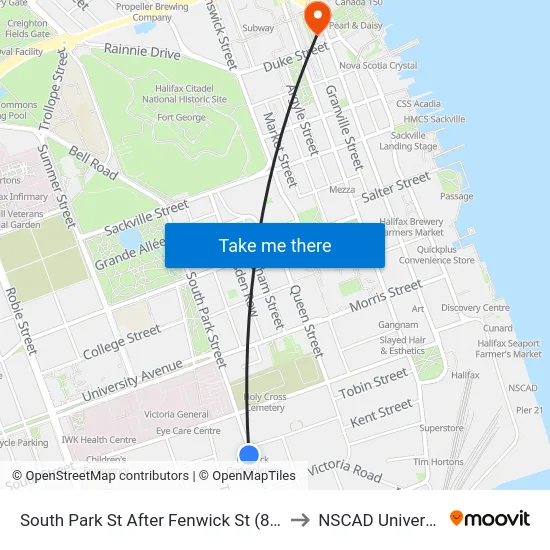 South Park St After Fenwick St (8315) to NSCAD University map