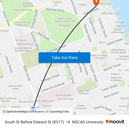South St Before Edward St (8317) to NSCAD University map