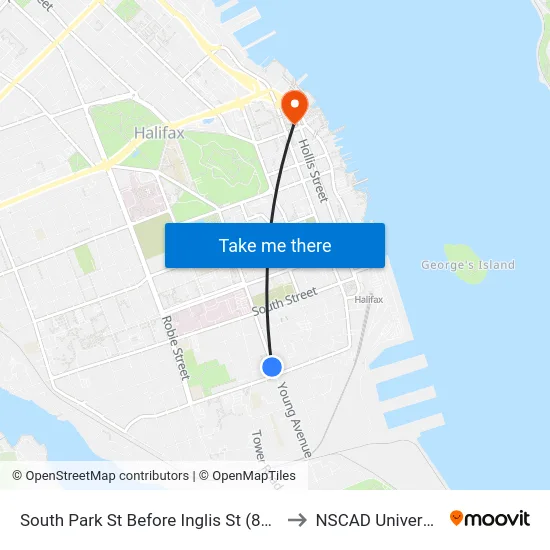 South Park St Before Inglis St (8310) to NSCAD University map