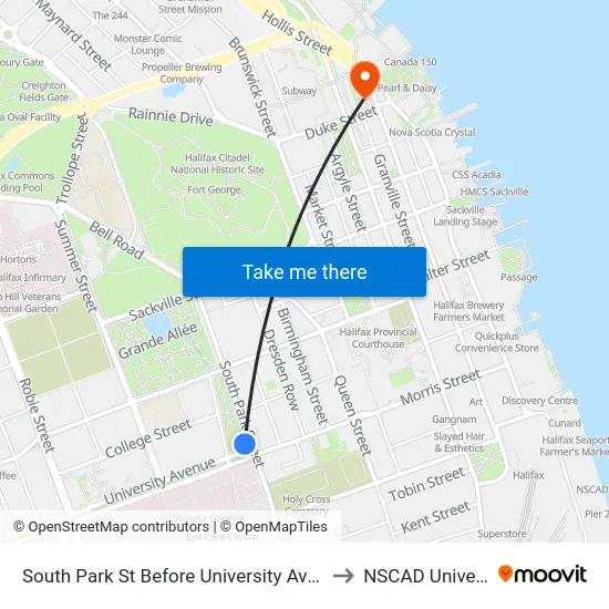 South Park St Before University Ave (8313) to NSCAD University map