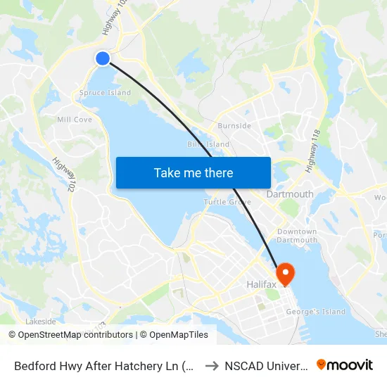 Bedford Hwy After Hatchery Ln (6285) to NSCAD University map