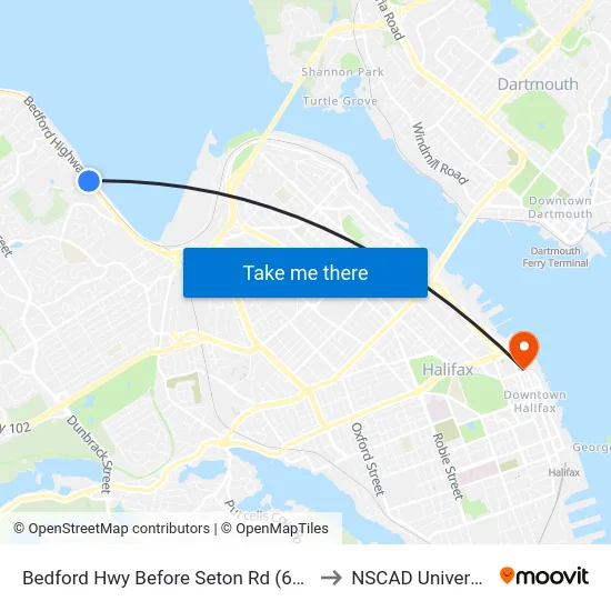 Bedford Hwy Before Seton Rd (6286) to NSCAD University map