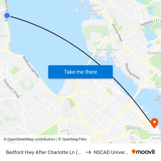 Bedford Hwy After Charlotte Ln (6287) to NSCAD University map