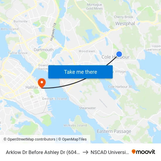 Arklow Dr Before Ashley Dr (6042) to NSCAD University map