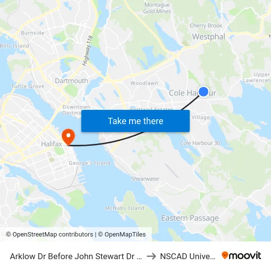 Arklow Dr Before John Stewart Dr (6044) to NSCAD University map