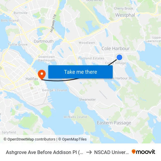 Ashgrove Ave Before Addison Pl (6049) to NSCAD University map