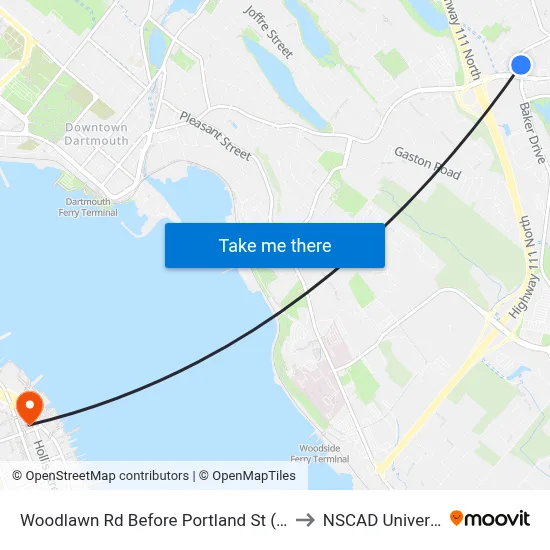 Woodlawn Rd Before Portland St (8600) to NSCAD University map