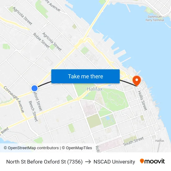 North St Before Oxford St (7356) to NSCAD University map