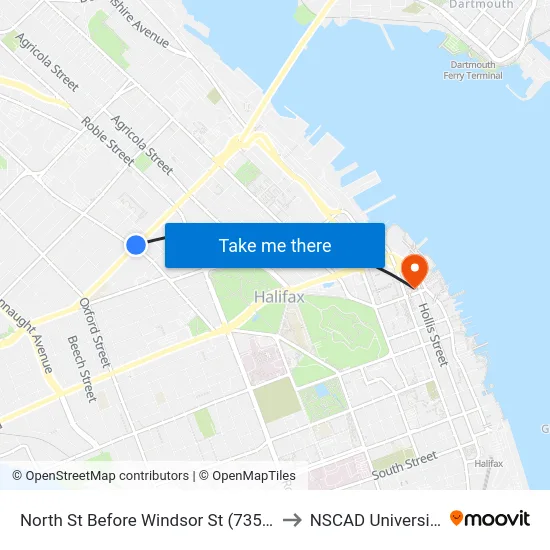 North St Before Windsor St (7358) to NSCAD University map