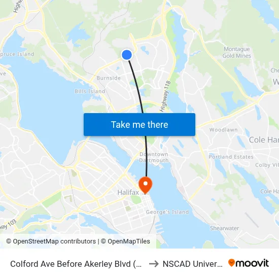 Colford Ave Before Akerley Blvd (6483) to NSCAD University map