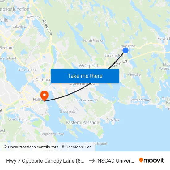 Hwy 7 Opposite Canopy Lane (8922) to NSCAD University map