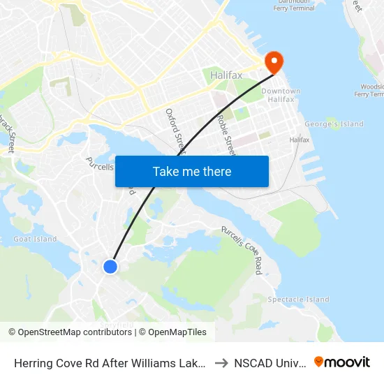 Herring Cove Rd After Williams Lake Rd (6867) to NSCAD University map