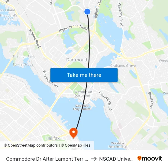Commodore Dr After Lamont Terr (8659) to NSCAD University map