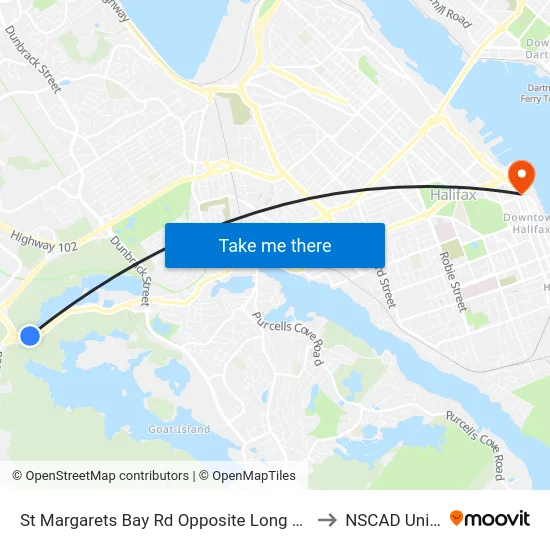 St Margarets Bay Rd Opposite Long Lake Park (8653) to NSCAD University map