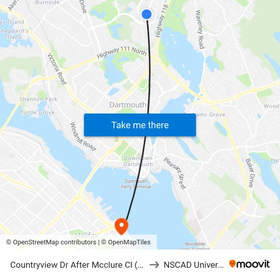 Countryview Dr After Mcclure Cl (8655) to NSCAD University map