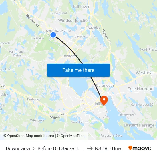 Downsview Dr Before Old Sackville Rd (8432) to NSCAD University map