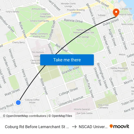 Coburg Rd Before Lemarchant St (6449) to NSCAD University map