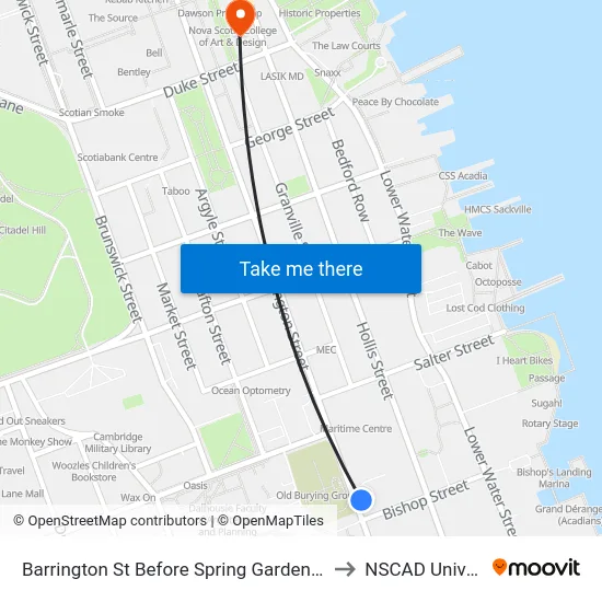 Barrington St Before Spring Garden Rd (6123) to NSCAD University map