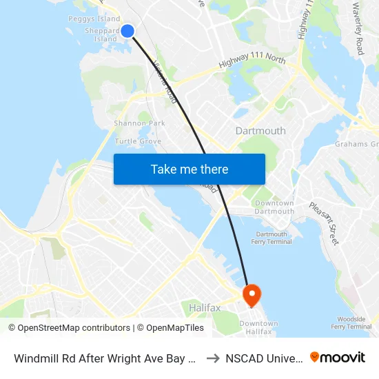 Windmill Rd After Wright Ave Bay 1 (8515) to NSCAD University map