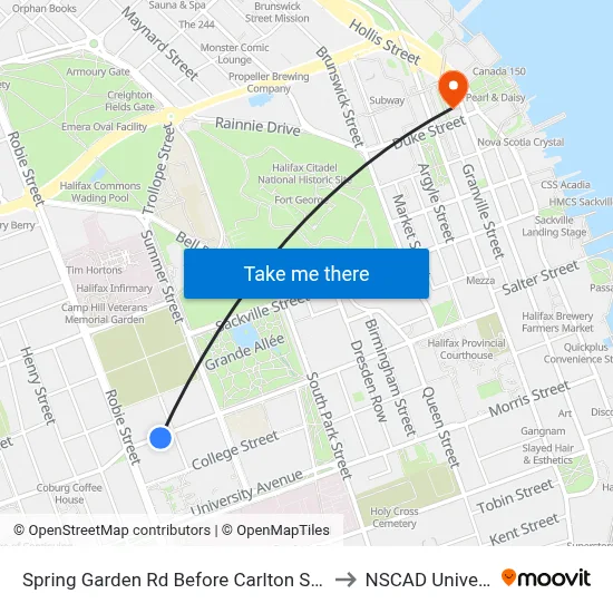 Spring Garden Rd Before Carlton St (8328) to NSCAD University map