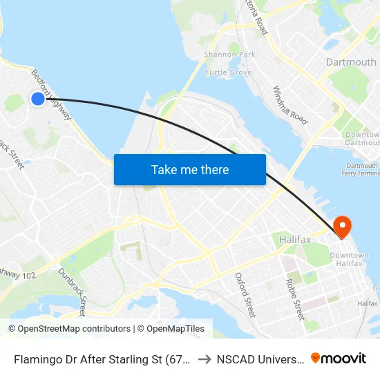 Flamingo Dr After Starling St (6703) to NSCAD University map
