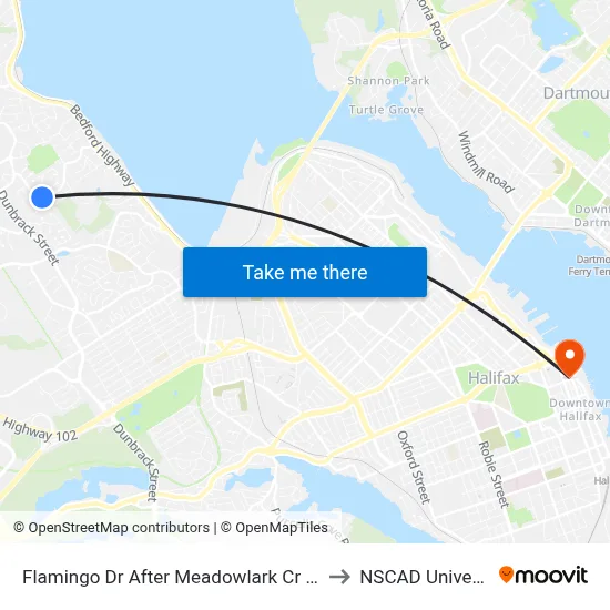 Flamingo Dr After Meadowlark Cr (6706) to NSCAD University map