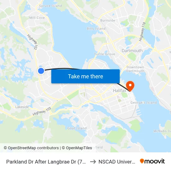 Parkland Dr After Langbrae Dr (7435) to NSCAD University map