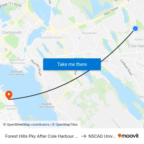 Forest Hills Pky After Cole Harbour Place (6671) to NSCAD University map