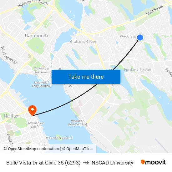 Belle Vista Dr at Civic 35 (6293) to NSCAD University map