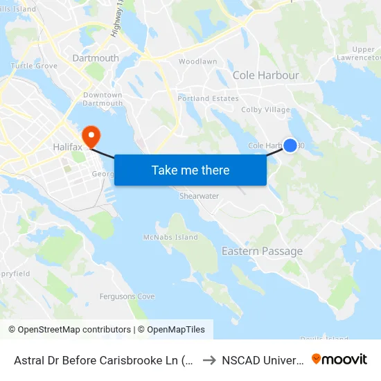 Astral Dr Before Carisbrooke Ln (6055) to NSCAD University map